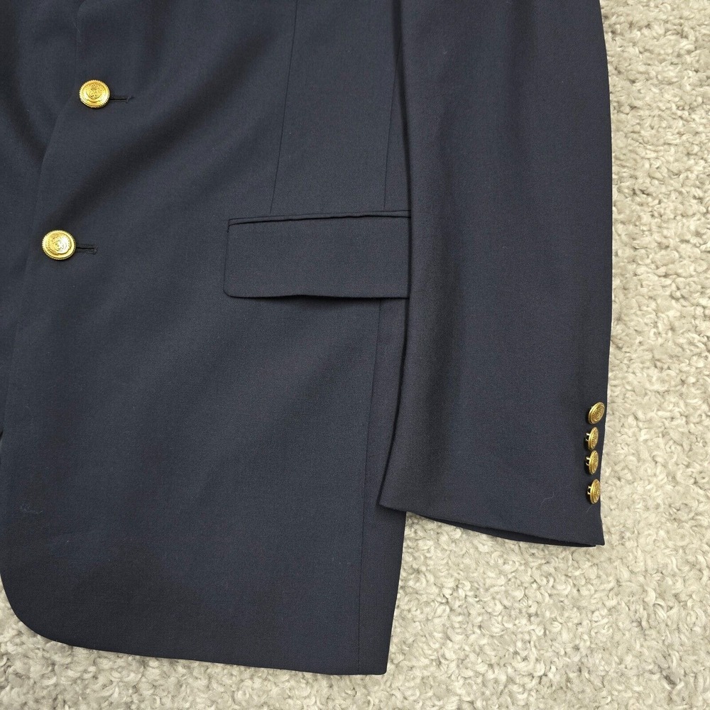 Hart Schaffner Marx Mens Wool Blazer 42L 3 Button Navy Business Formal - Picture 2 of 16